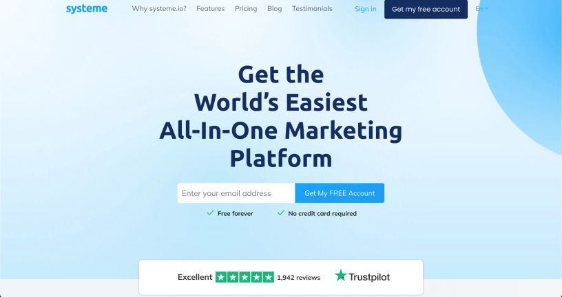 CustomLife.net Marketing platform Systeme.io CRM-Website Builder-Emailing-Marketing automation